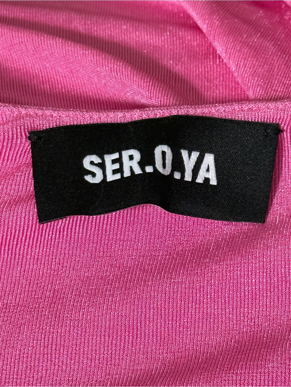 SER.O.YA Pink Deep V-Neck Ruched Mini Dress—Sample - Picture 6 of 6